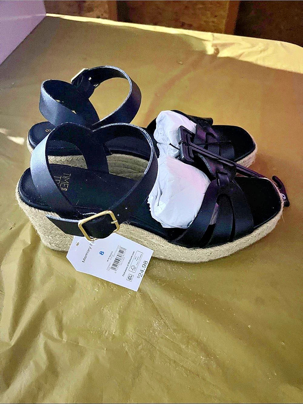 Madden Girl Black Wedge Sandals US 8 NWT
